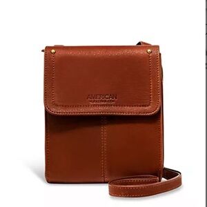 American Leather Co. Brown Leather Messenger Bag with Flap Closure NWT